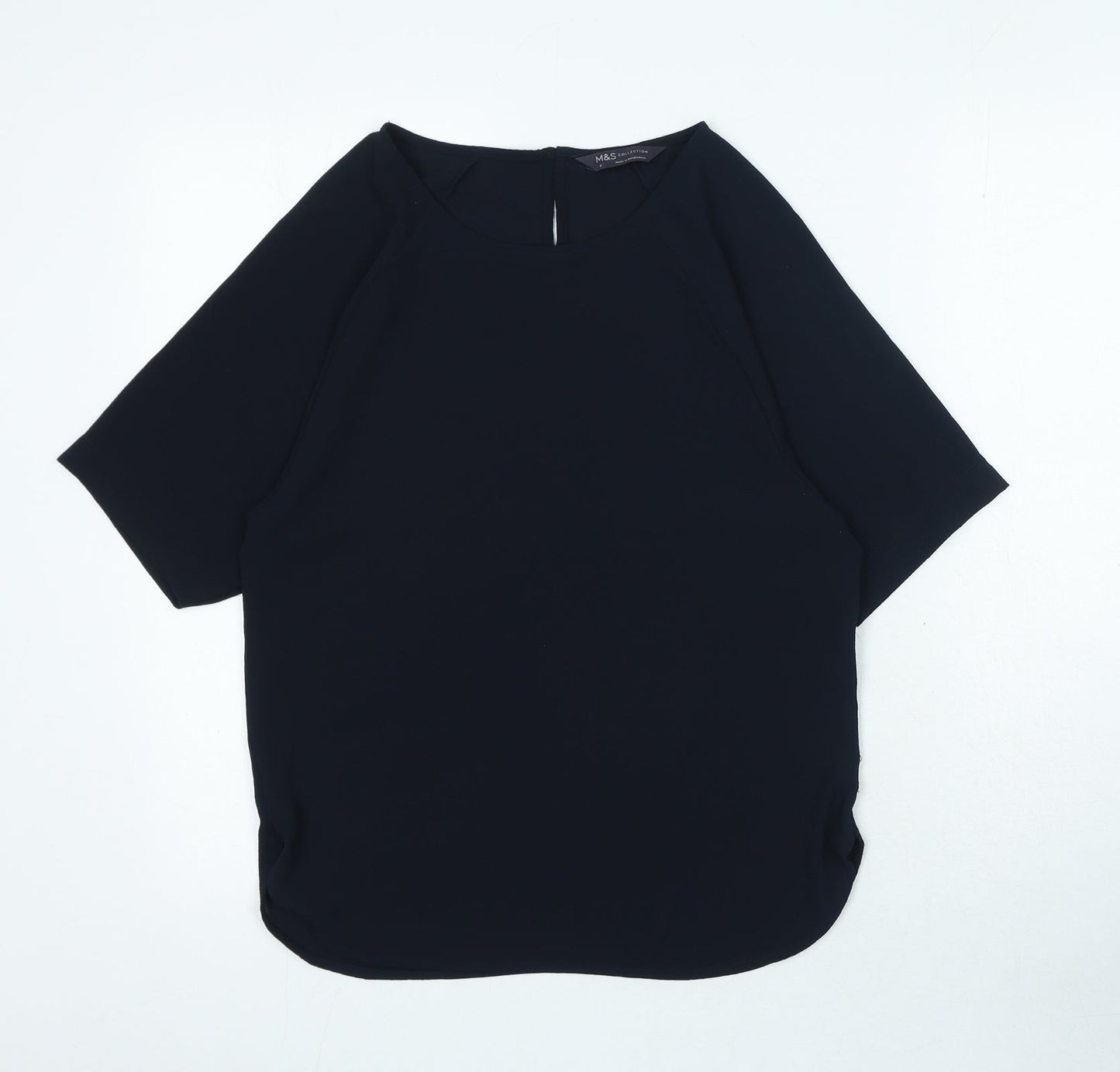 Marks and Spencer Womens Blue Polyester Basic Blouse Size 6 Boat Neck