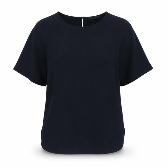 Marks and Spencer Womens Blue Polyester Basic Blouse Size 6 Boat Neck