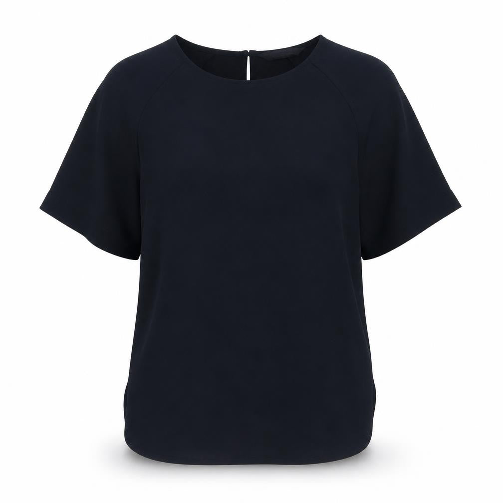 Marks & Spencer Womens Blue Polyester Basic Blouse Size 6 Boat Neck