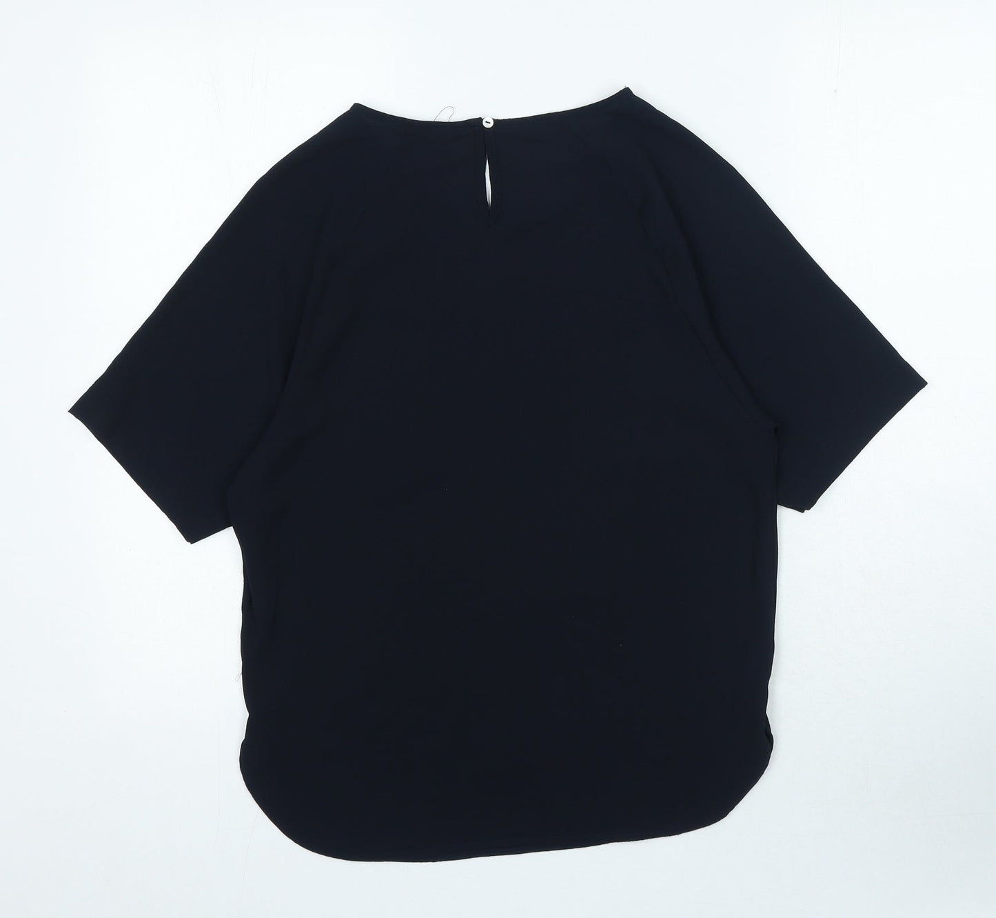 Marks and Spencer Womens Blue Polyester Basic Blouse Size 6 Boat Neck
