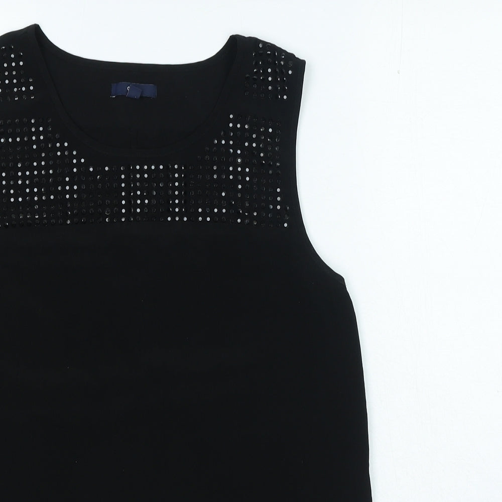 Gap Womens Black Polyester Basic Blouse Size S Round Neck
