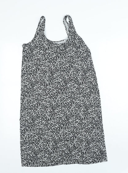 Marks & Spencer Womens Black Geometric Viscose Bodycon Size 10 Scoop Neck Pullover