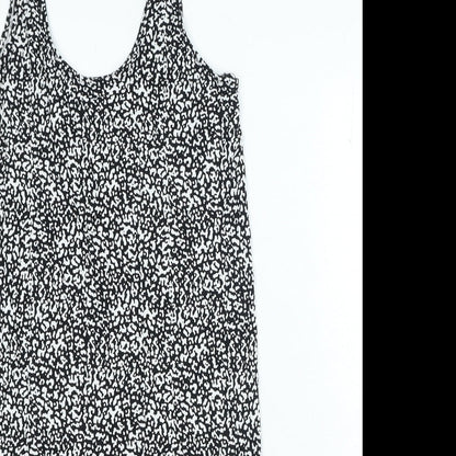 Marks & Spencer Womens Black Geometric Viscose Bodycon Size 10 Scoop Neck Pullover