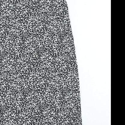Marks & Spencer Womens Black Geometric Viscose Bodycon Size 10 Scoop Neck Pullover