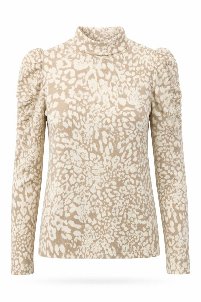 Sonder Studio Womens Beige Mock Neck Animal Print Polyester Pullover Jumper Size 10