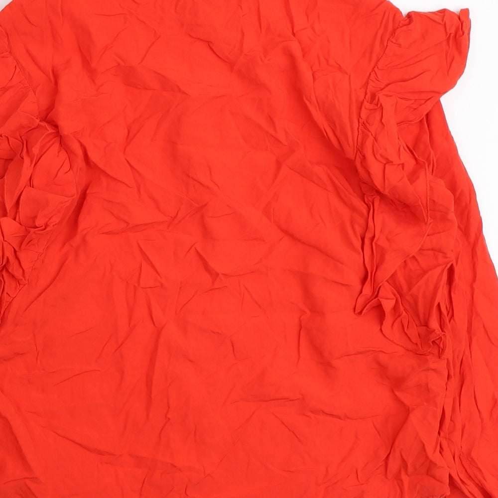 Only Womens Orange Viscose Basic Button-Up Size 10 Collared