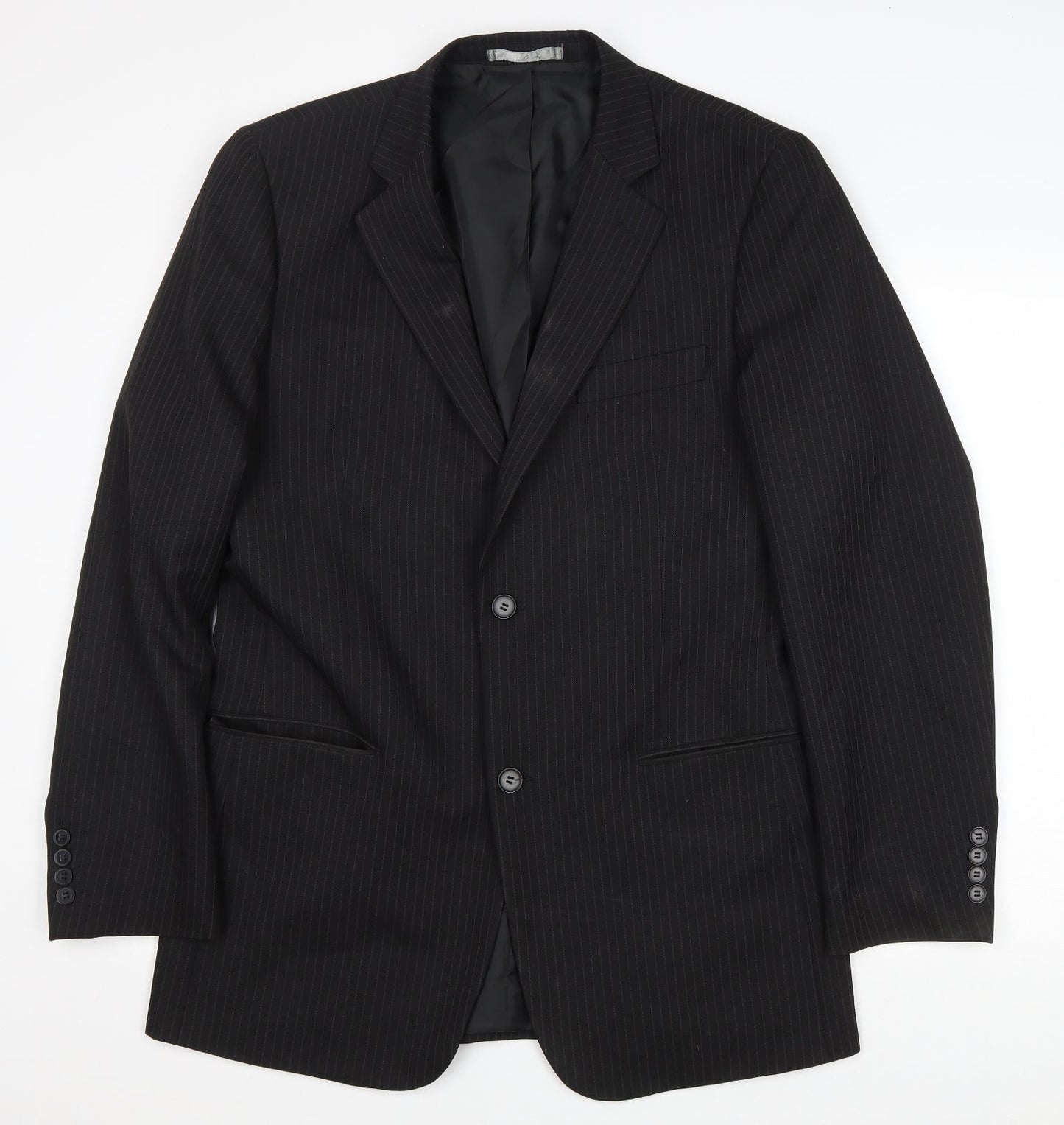 Taylor & Wright Mens Black Striped Polyester Jacket Blazer Size 40