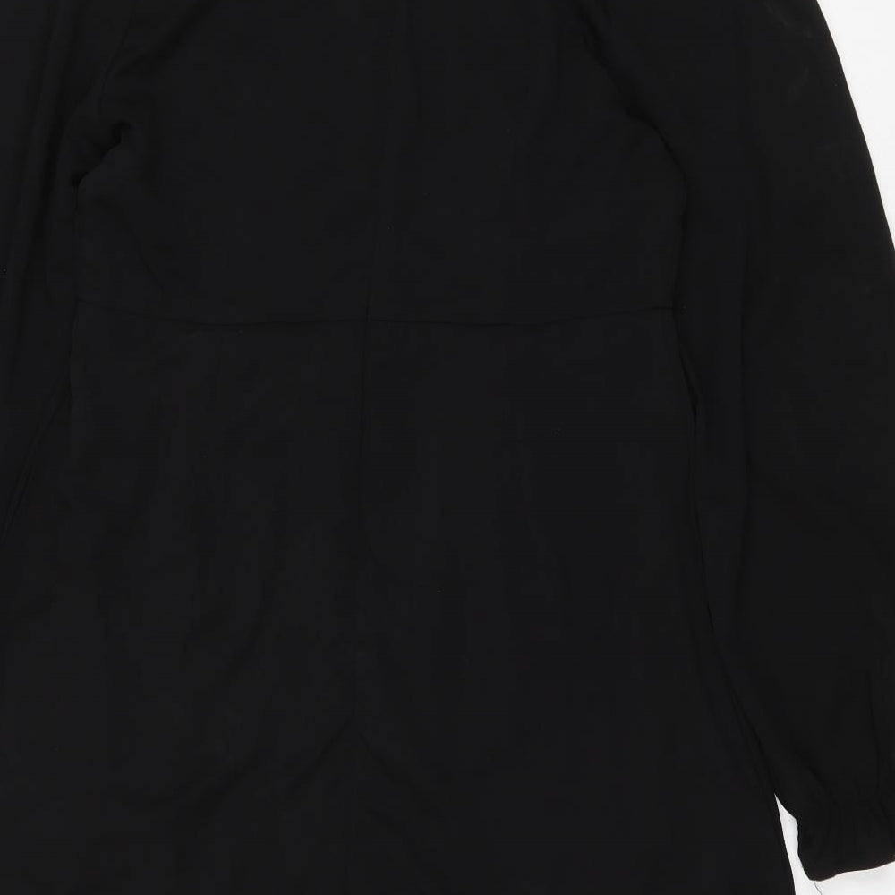 SheIn Womens Black Polyester A-Line Size L V-Neck Zip