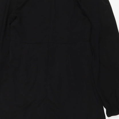 SHEIN Womens Black Polyester A-Line Size L V-Neck Zip