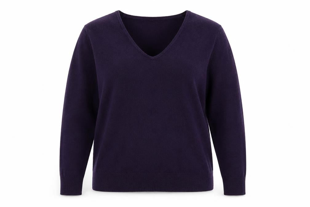 Marks & Spencer Womens Purple V-Neck Acrylic Pullover Jumper Size 12