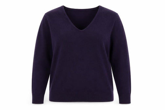 Marks & Spencer Womens Purple V-Neck Acrylic Pullover Jumper Size 12