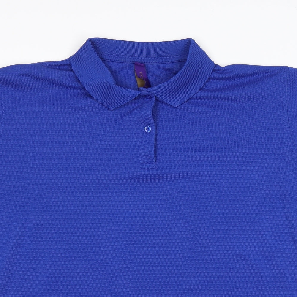Henbury Womens Blue Polyester Basic Polo Size XL Collared