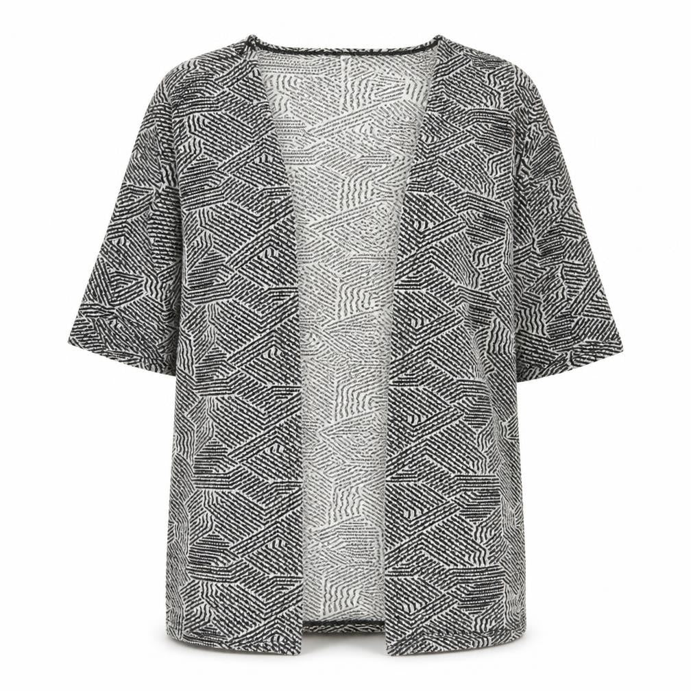 Blue Vanilla Womens Black V-Neck Geometric Polyester Cardigan Jumper Size M