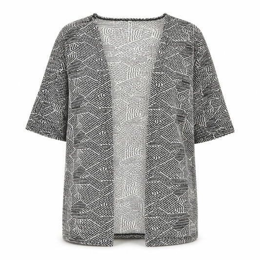 Blue Vanilla Womens Black V-Neck Geometric Polyester Cardigan Jumper Size M