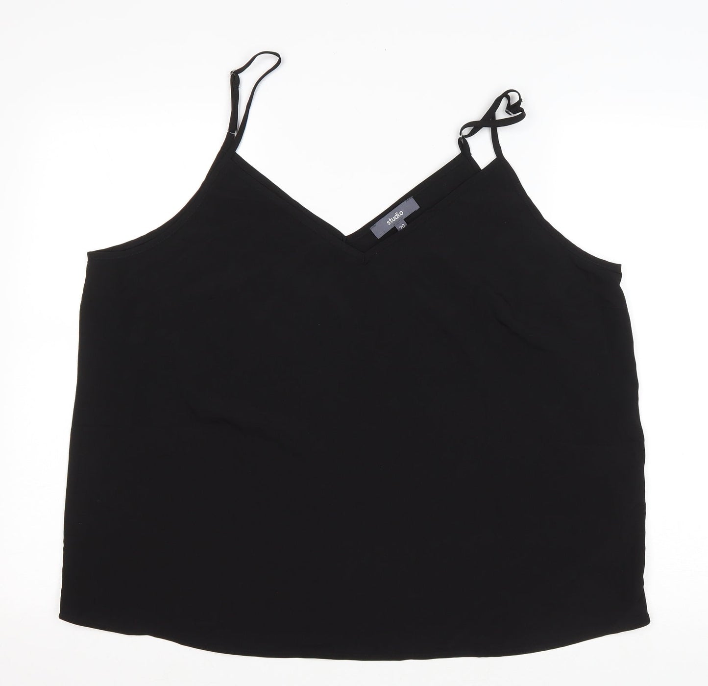 Studio Womens Black Polyester Basic Tank Size 20 V-Neck