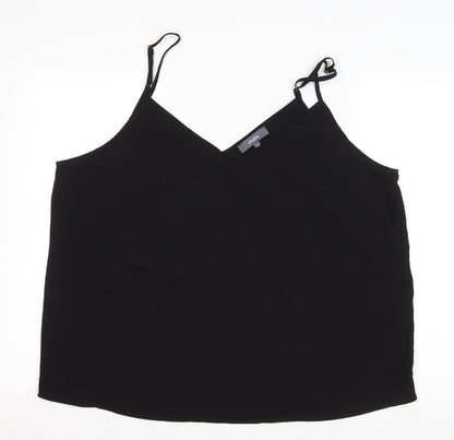 Studio Womens Black Polyester Basic Tank Size 20 V-Neck