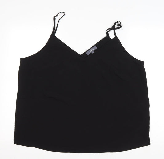 Studio Womens Black Polyester Basic Tank Size 20 V-Neck
