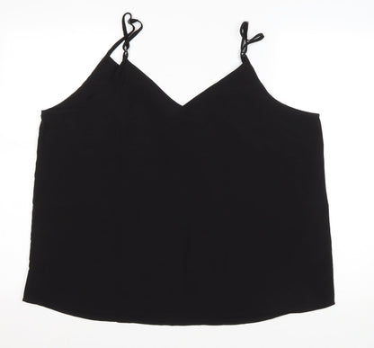 Studio Womens Black Polyester Basic Tank Size 20 V-Neck