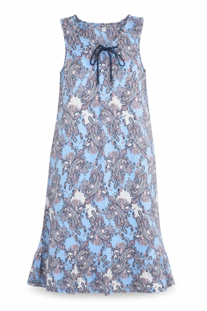 Company Womens Blue Floral Rayon Tank Dress Size S Round Neck Pullover