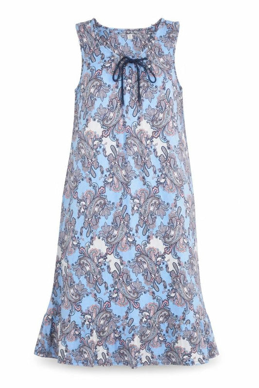 Company Womens Blue Floral Rayon Tank Dress Size S Round Neck Pullover