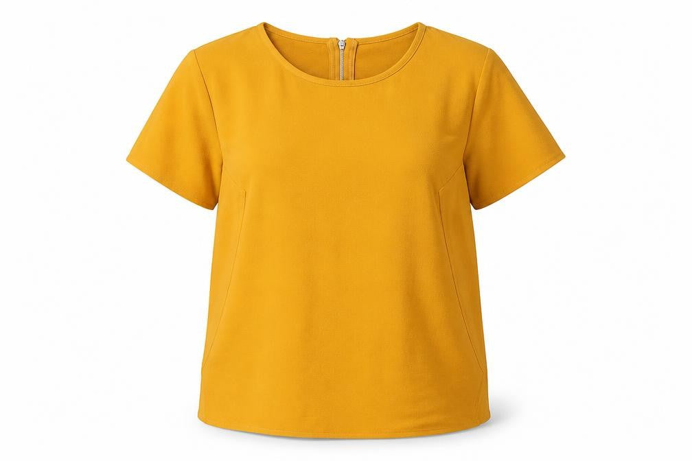 Louche Womens Yellow Polyester Basic T-Shirt Size 10 Round Neck