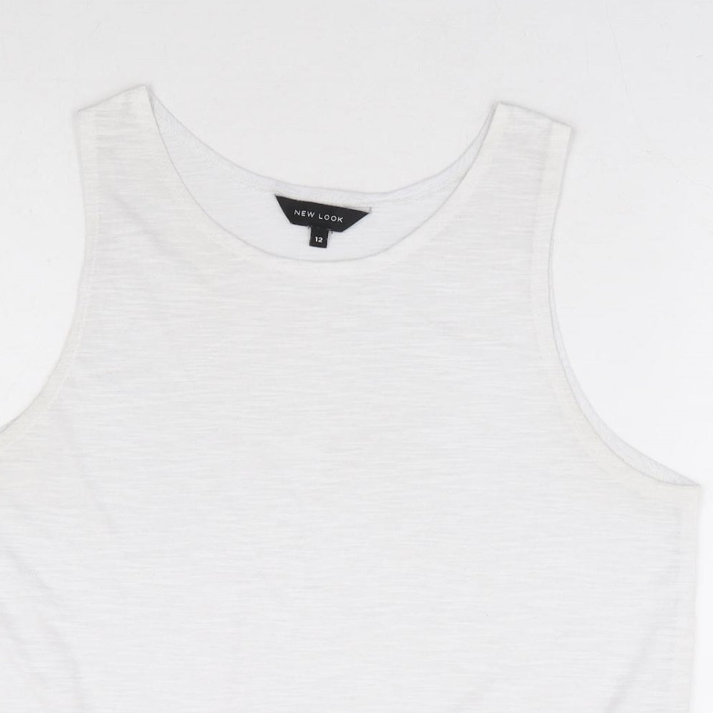 New Look Womens White Polyester Basic Tank Size 12 Round Neck - Crochet Hem