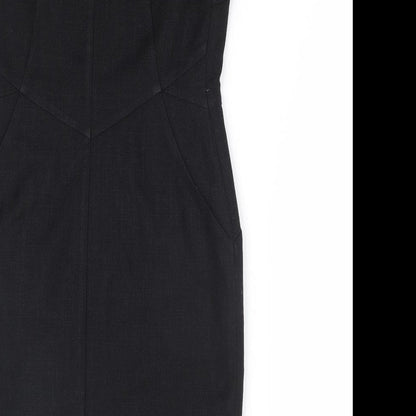 Next Womens Black Polyester A-Line Size 8 V-Neck Zip
