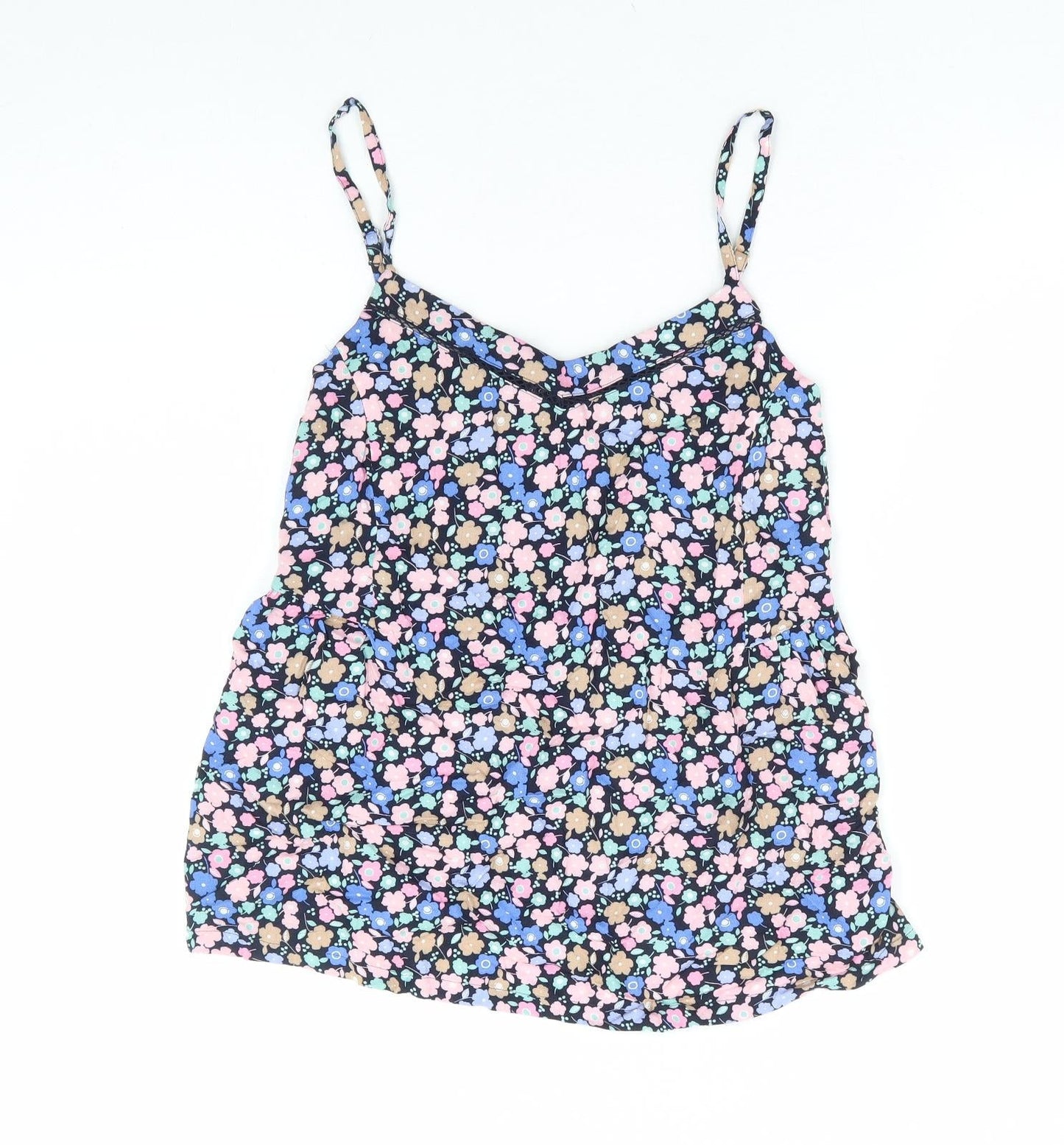 Marks and Spencer Womens Multicoloured Floral Polyester Camisole Blouse Size 6 V-Neck - Shirred Back