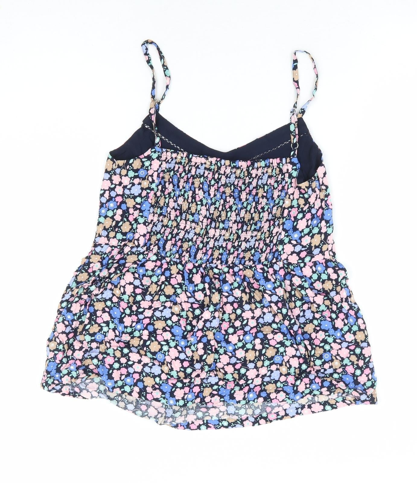 Marks and Spencer Womens Multicoloured Floral Polyester Camisole Blouse Size 6 V-Neck - Shirred Back