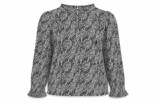 Marks and Spencer Womens Black Geometric Viscose Basic Blouse Size 10 Mock Neck