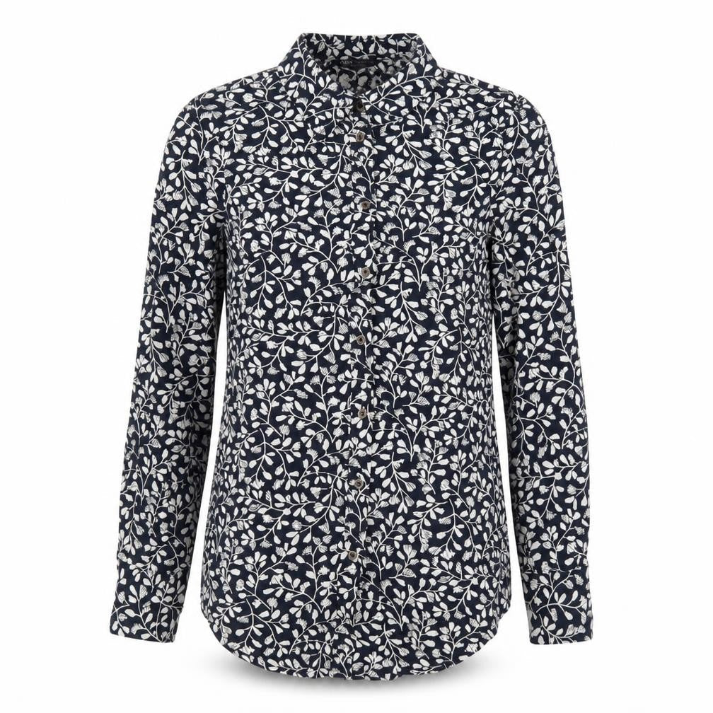 Marks & Spencer Womens Blue Floral Viscose Basic Button-Up Size 6 Collared