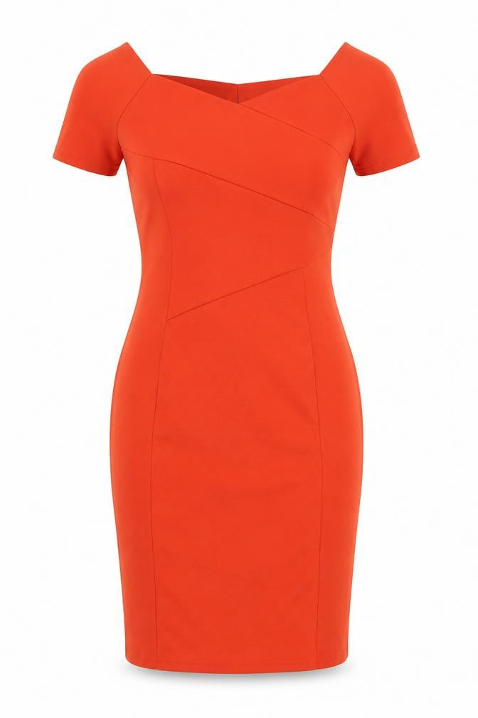 Izabel Womens Orange Polyester Pencil Dress Size 8 Boat Neck Pullover