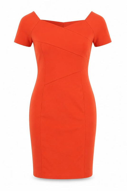 Izabel Womens Orange Polyester Pencil Dress Size 8 Boat Neck Pullover
