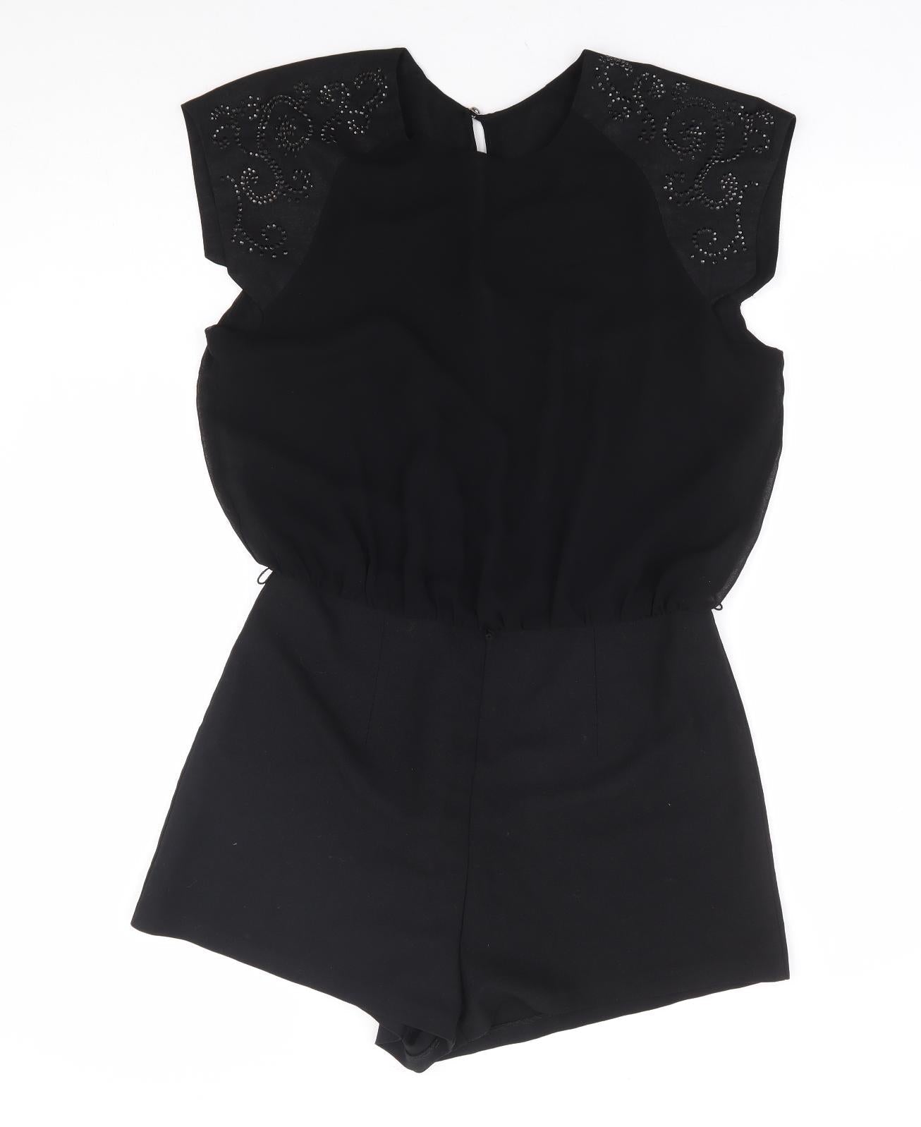 Republic Womens Black Polyester Playsuit One-Piece Size M Button