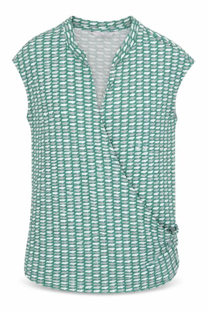 Next Womens Green Geometric Viscose Wrap Tank Size 10 V-Neck - Faux Wrap