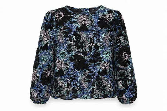 Marks and Spencer Womens Multicoloured Geometric Viscose Basic Blouse Size 6 Round Neck