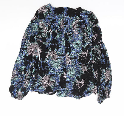 Marks & Spencer Womens Multicoloured Geometric Viscose Basic Blouse Size 6 Round Neck