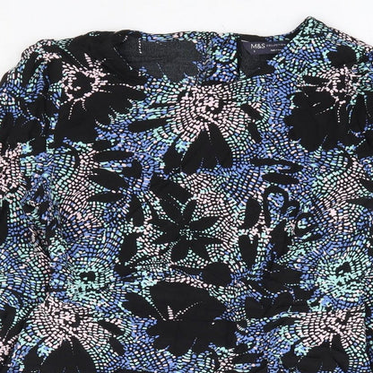 Marks & Spencer Womens Multicoloured Geometric Viscose Basic Blouse Size 6 Round Neck