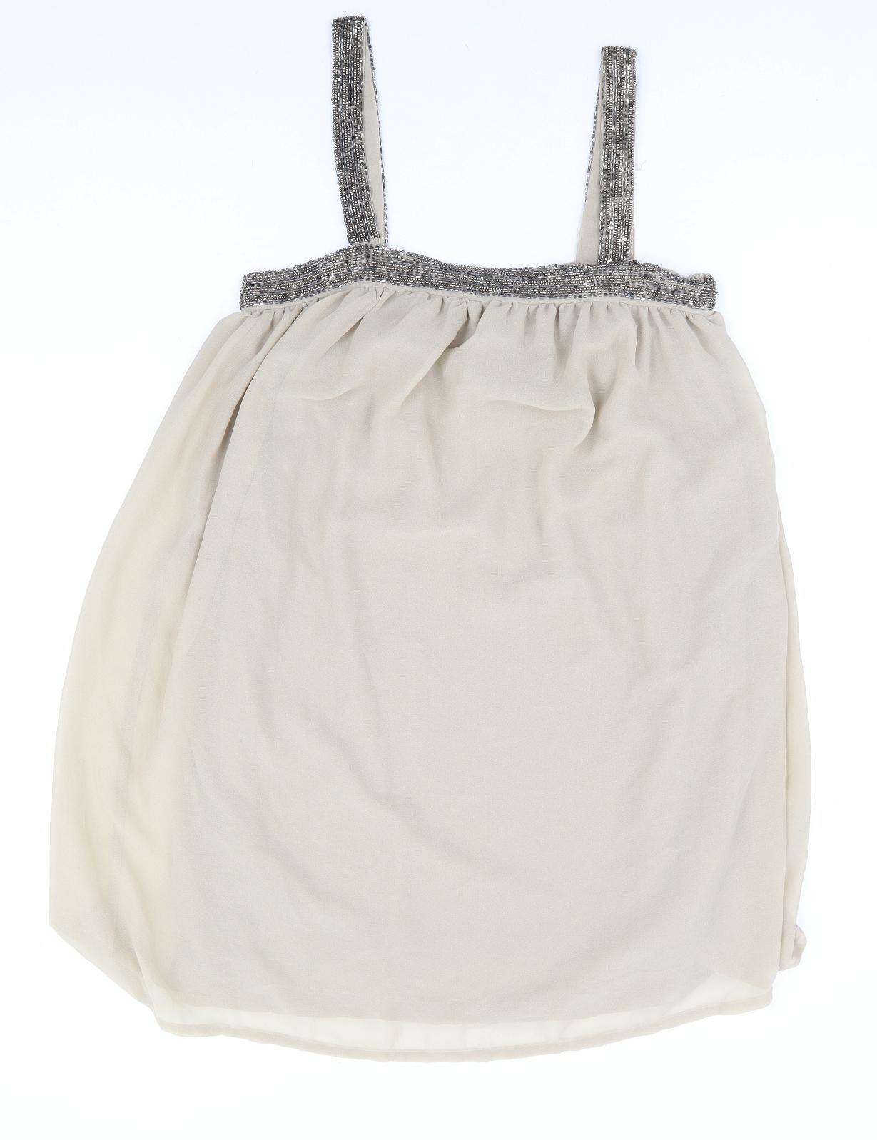 VERO MODA Womens Beige Polyester Mini Size S Square Neck Zip
