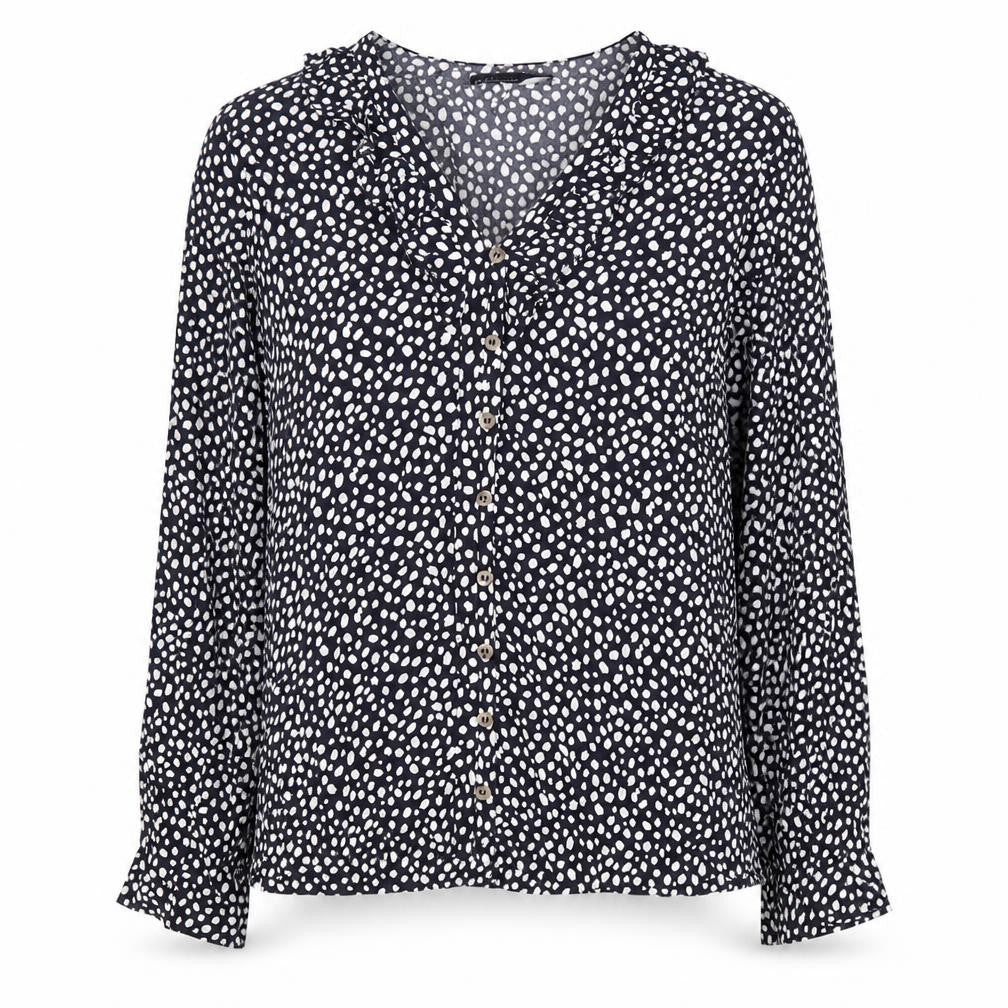 Marks an dSpencer Womens Blue Geometric Viscose Basic Blouse Size 10 V-Neck