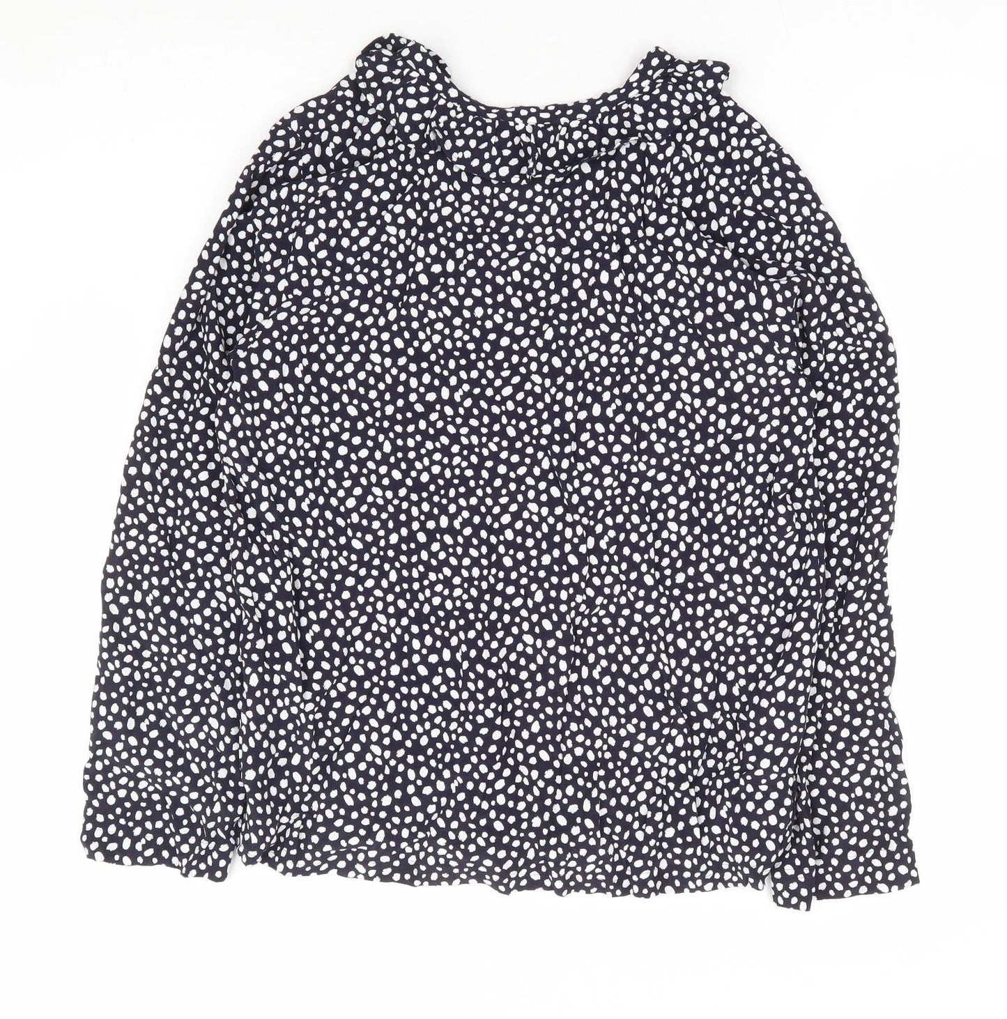 Marks an dSpencer Womens Blue Geometric Viscose Basic Blouse Size 10 V-Neck