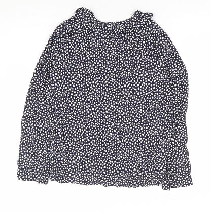 Marks an dSpencer Womens Blue Geometric Viscose Basic Blouse Size 10 V-Neck