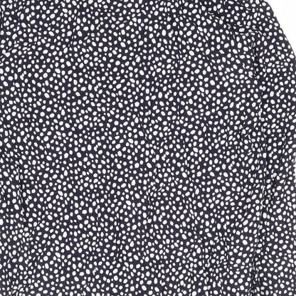 Marks an dSpencer Womens Blue Geometric Viscose Basic Blouse Size 10 V-Neck