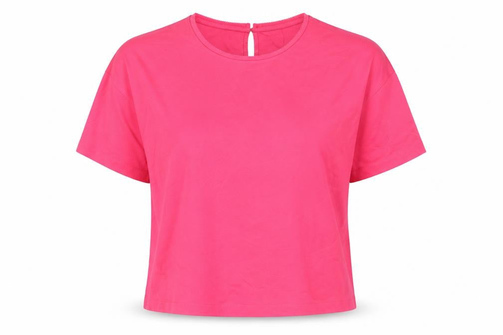 Marks & Spencer Womens Pink Polyester Basic T-Shirt Size 8 Round Neck
