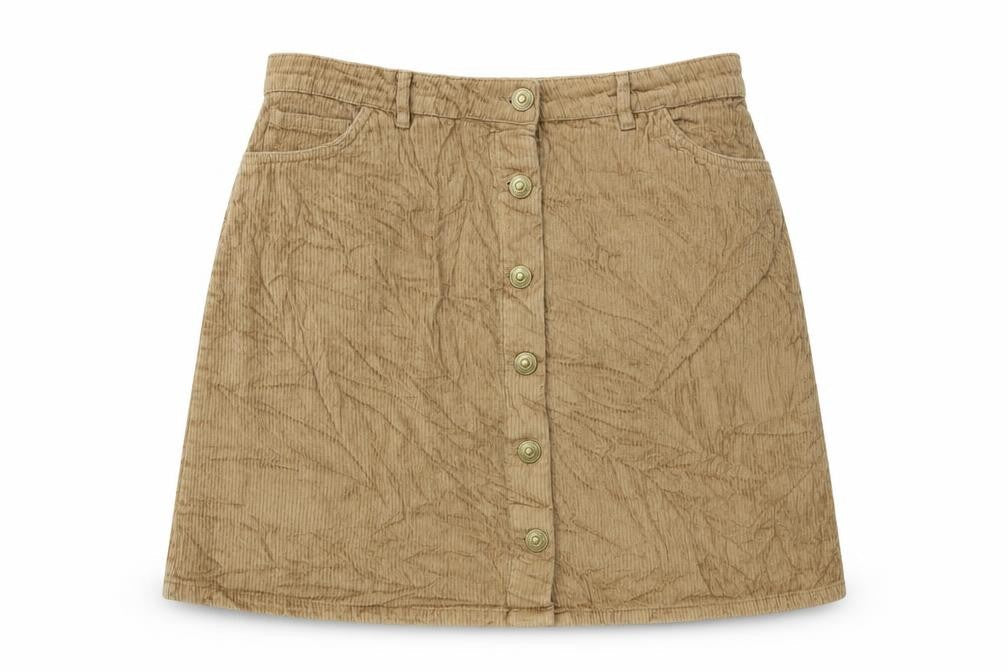 Pieces Womens Brown Cotton A-Line Skirt Size L Button
