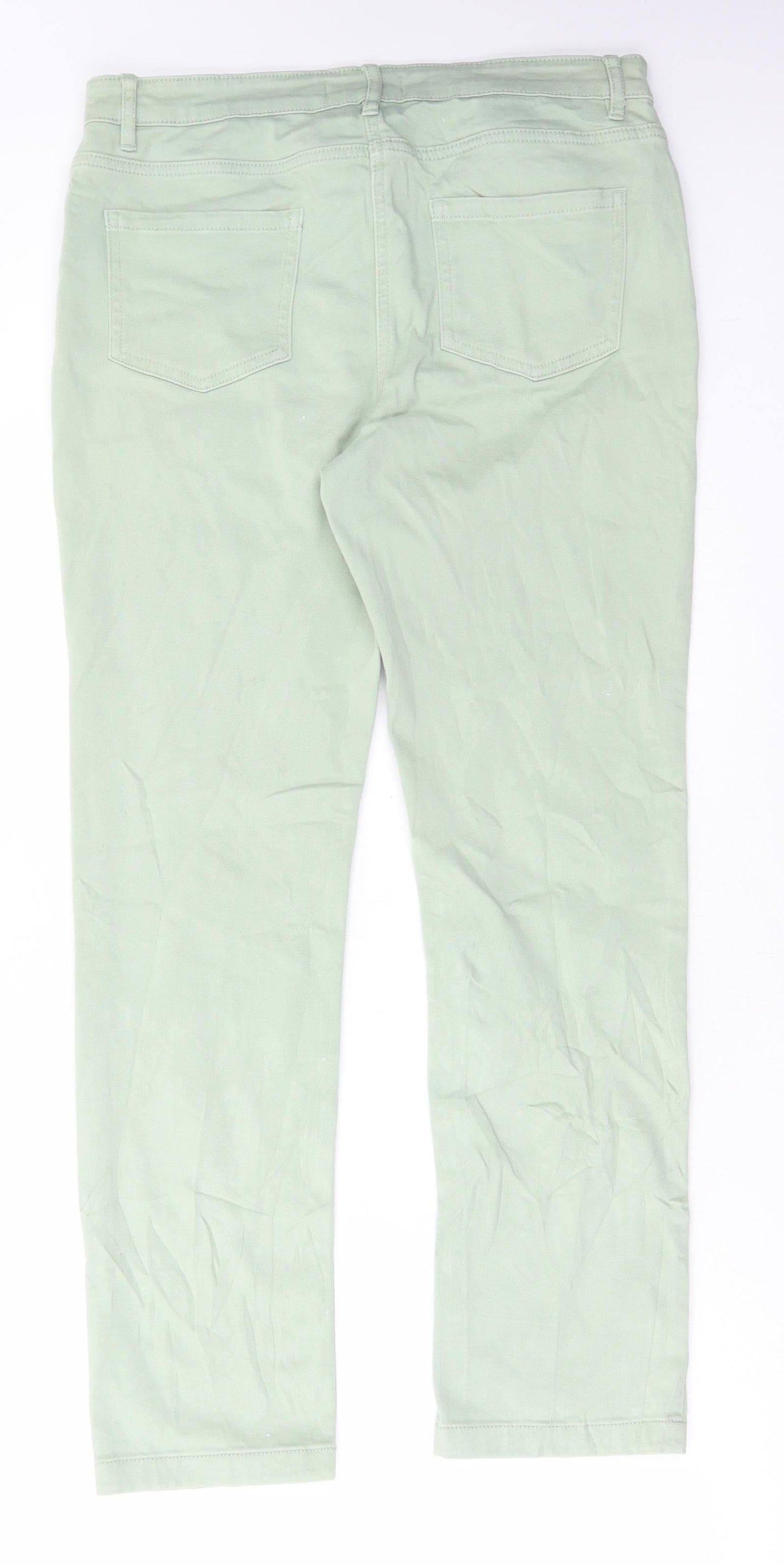 Marks and Spencer Womens Green Cotton Skinny Jeans Size 32 in L28 in Regular Button