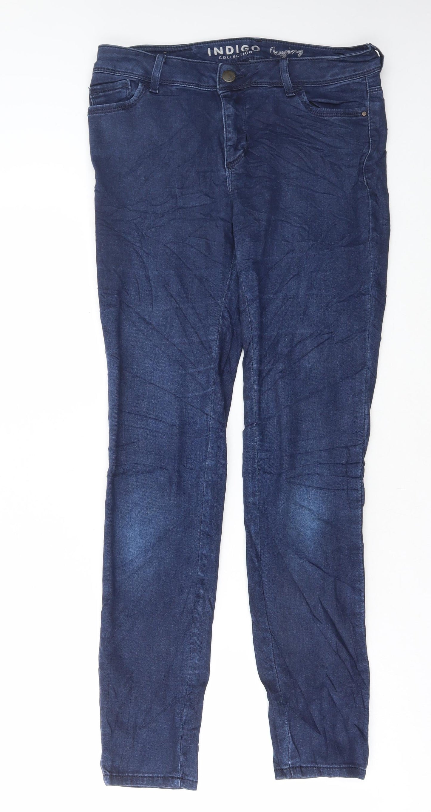 Marks and Spencer Womens Blue Cotton Skinny Jeans Size 10 L30 in Regular Button