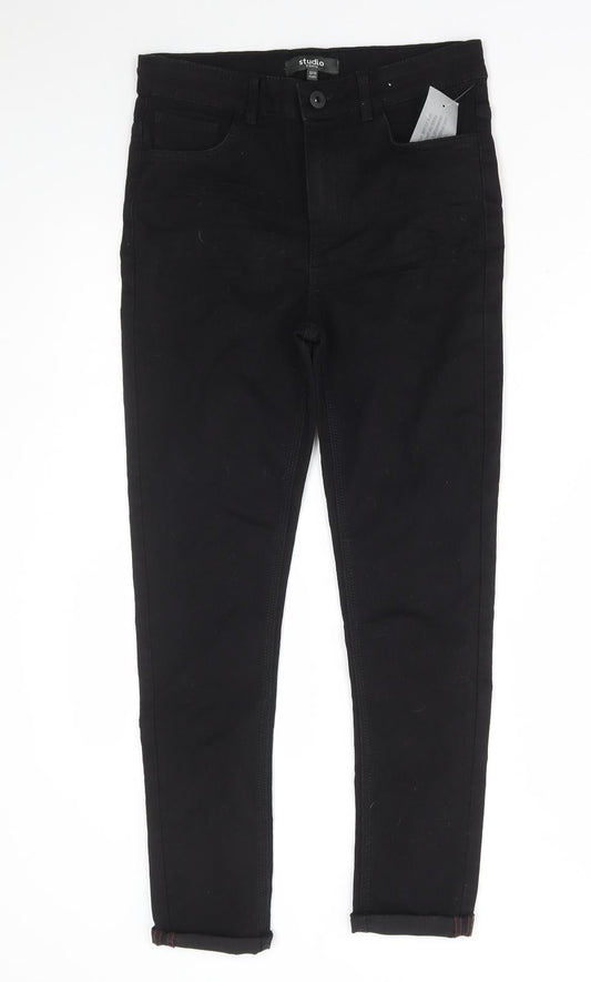 Studio Girls Black Cotton Skinny Jeans Size 12-13 Years Regular Button