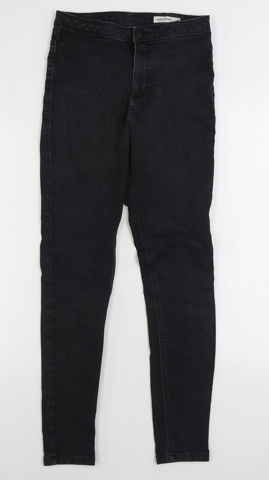 Marks and Spencer Womens Black Cotton Skinny Jeans Size 10 L29 in Regular Zip