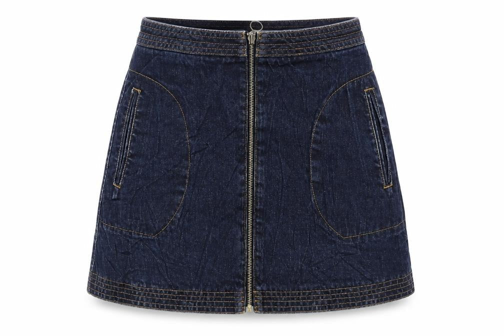 Cooperative Womens Blue Cotton A-Line Skirt Size S Zip